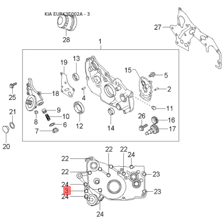 Пружина клапана 22221-38000 Mobis - 2222138000 - схема з каталогу 3, EURK3E002A 2222138000