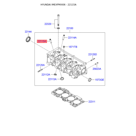 Напрямна втулка клапана 22115-02920 Mobis - 2211502920 - схема з каталогу 22115A, IMEXPMXI06 2211502920