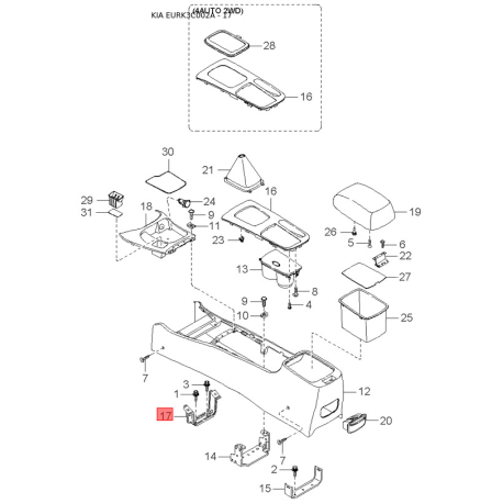 Термістор кондиціонера 97614-3D200 Mobis - 976143D200 - схема з каталогу 17, EURK3C002A 976143D200