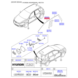 Облицовка / защитная накладка, боковина правая верхняя 86372-2L000 Mobis