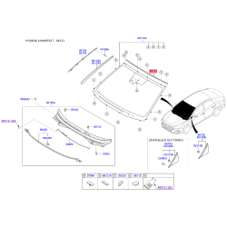 Молдинг (ущільнювач) лобового скла верхній 86131-C1000 Mobis