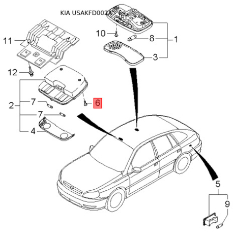 Молдинг порога, бампера и крыла правый 87732-FD001XX Mobis - 87732FD001XX - схема с каталога 6, USAKFD002A 87732FD001XX