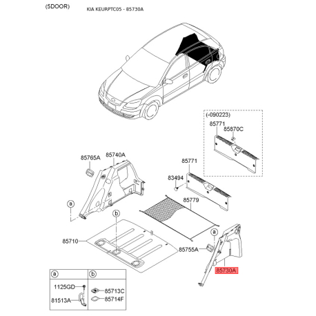 Обивка багажника левая 85730-1G100CA Mobis - 857301G100CA - схема с каталога 85730A, KEURPTC05 857301G100CA