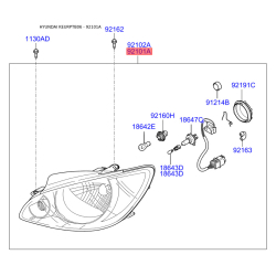 Фара основная левая 92101-1C515 Mobis