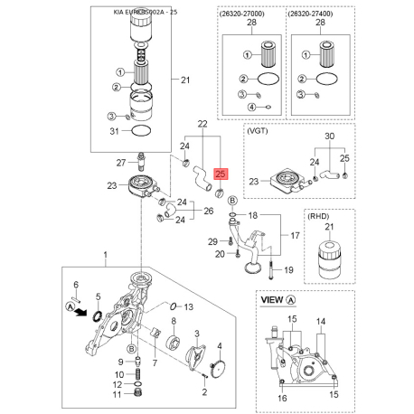 Пружина блоку поворотних пружин АКПП MFU60-2129X Mobis - MFU602129X - схема з каталогу 25, EURKRS002A MFU602129X