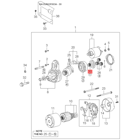 Шланг, вентиляція картера 26722-39501 Mobis - 2672239501 - схема з каталогу 30, EURK3F003A 2672239501