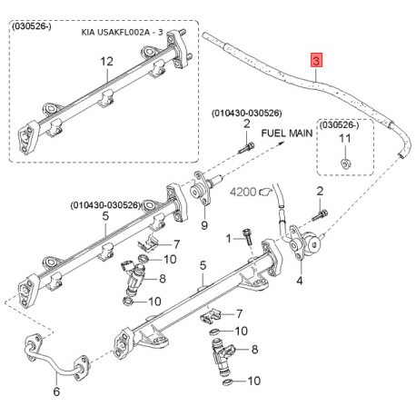 Абсорбер, паливна система, комплектуючі K9983-30410B Mobis - K998330410B - схема з каталогу 3, USAKFL002A K998330410B