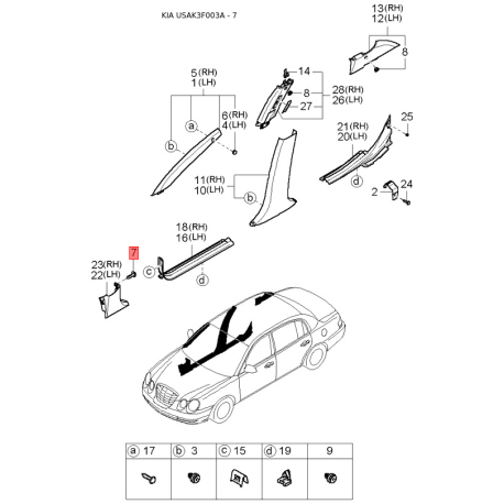 Гайка двигателя 28323-35500 Mobis - 2832335500 - схема с каталога 7, USAK3F003A 2832335500