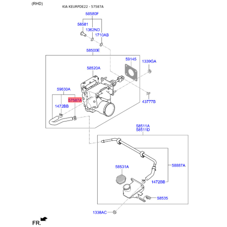 Хомут системи охолодження 57587-34500 Mobis - 5758734500 - схема з каталогу 57587A, KEURPDE22 5758734500