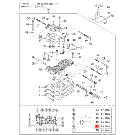 Кільце (шайба) упорне КПП K9996-34330 Mobis - K999634330 - схема з каталогу 47, EURKRS002A K999634330