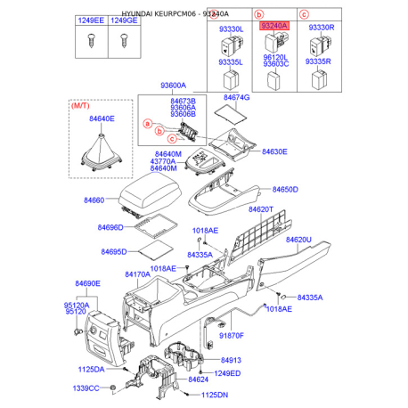 Центральная консоль комлекующие 93240-2B315J9 Mobis - 932402B315J9 - схема с каталога 93240A, KEURPCM06 932402B315J9