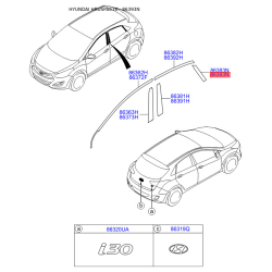 Облицовка / защитная накладка, боковина задняя правая 86393-A5000 Mobis