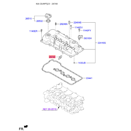 Клапан відведення повітря з картера 26740-2G000 Mobis - 267402G000 - схема з каталогу 26740, CEURPTJ23 267402G000