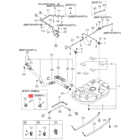 Манжета (сальник) коленвала 43134-3A011 Mobis - 431343A011 - схема с каталога 46, EURKFL001A 431343A011