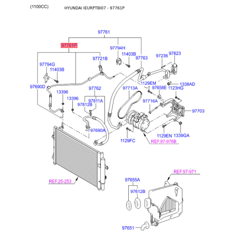 Трубопровід високого/низкого тиску, кондиціонер 97761-1C830 Mobis - 977611C830 - схема з каталогу 97761P, IEURPTBI07 977611C830