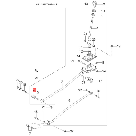 Чохол півосі (пильник) приводного валу правий KK388-22530 Mobis - KK38822530 - схема з каталогу 4, USAKFD002A KK38822530