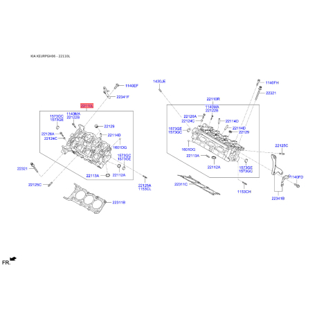 Головка цилиндра левая 22110-3C501A Mobis - 221103C501A - схема с каталога 22110L, KEURPGH06 221103C501A
