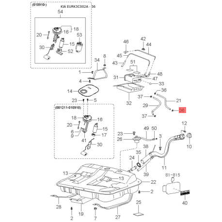 Форсунка (распылитель) омывателя ветрового стекла 98442-3C100 Mobis - 984423C100 - схема с каталога 36, EURK3C002A 984423C100