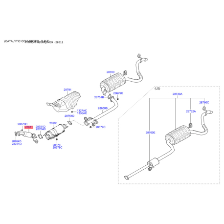 Труба вихлопного газу 28610-2L510 Mobis - 286102L510 - схема з каталогу 28611, HEURPJDH09 286102L510