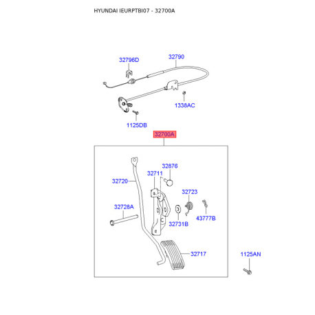 Педаль акселератора 32700-1C000 Mobis - 327001C000 - схема з каталогу 32700A, IEURPTBI07 327001C000