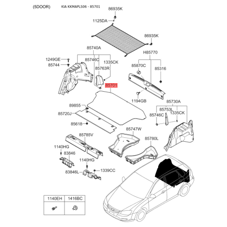 Оббивка багажника 85701-2F030LK Mobis - 857012F030LK - схема з каталогу 85701, KKMAPLS06 857012F030LK