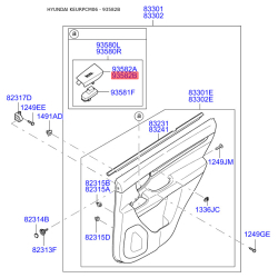 Блок управления крышка багажника правый 93582-2B500S4 Mobis