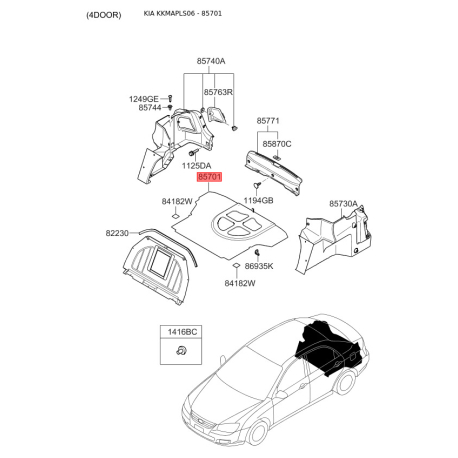 Оббивка багажника 85701-2F031LK Mobis - 857012F031LK - схема з каталогу 85701, KKMAPLS06 857012F031LK