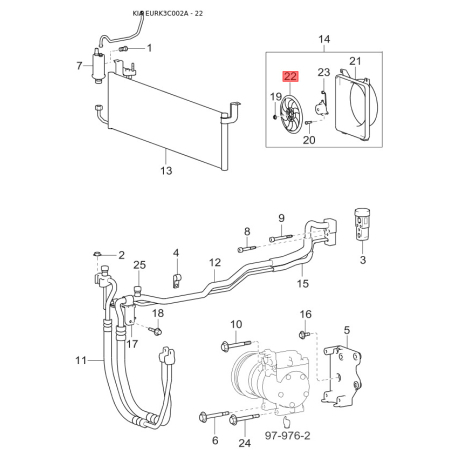 Накладка панели прибров (торпеды) 84741-3C000CA Mobis - 847413C000CA - схема с каталога 22, EURK3C002A 847413C000CA