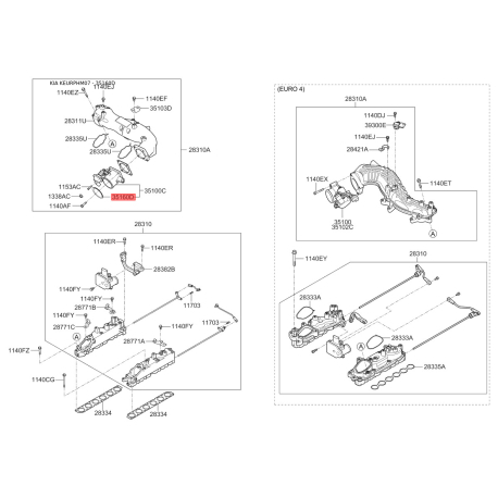 Прокладка дросельної заслінки 35160-27000 Mobis - 3516027000 - схема з каталогу 35160D, KEURPHM07 3516027000