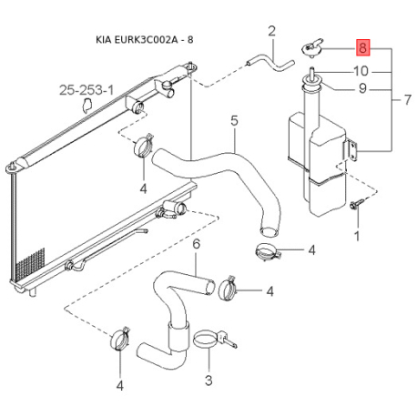 Накладка панели прибров (торпеды) 84741-3C030CA Mobis - 847413C030CA - схема с каталога 8, EURK3C002A 847413C030CA
