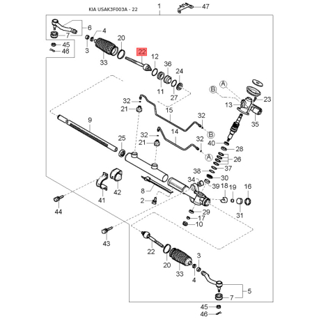 Вкладиші корінні 21020-39630 Mobis - 2102039630 - схема з каталогу 22, USAK3F003A 2102039630