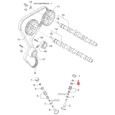 Прокладка, водяной насос 0K01A-15116A Mobis - 0K01A15116A - схема с каталога 3, USAKFM002A 0K01A15116A