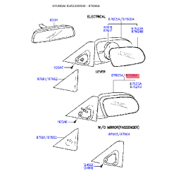 Дзеркало зовнішнє заднє праве 87606-22301CA Mobis