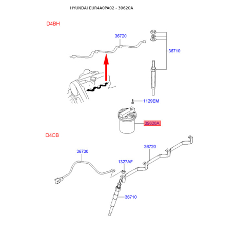 Многофункциональное реле 36860-42500 Mobis - 3686042500 - схема с каталога 39620A, EUR4A0PA02 3686042500