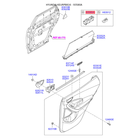 Выключатель 93580-2W600 Mobis - 935802W600 - схема с каталога 93580A, KEURPB816 935802W600