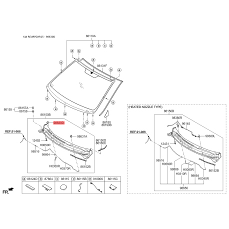 Накладка угловая наружного зеркала (на кузов) правая 98640-4Y000 Mobis - 986404Y000 - схема с каталога 98630D, REURPDXR15 986404Y000
