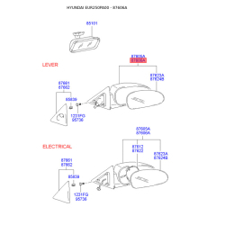 Дзеркало зовнішнє заднє праве 87620-25211CA Mobis
