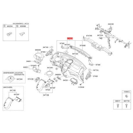 Панель приладів, у сборі та комплектуючи 84710-2K150UP Mobis - 847102K150UP - схема з каталогу 84710, KKMAPAM12 847102K150UP