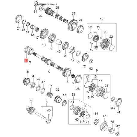 Блок кнопок склопідйомника 93570-FD31001 Mobis - 93570FD31001 - схема з каталогу 1, USAKFD002A 93570FD31001