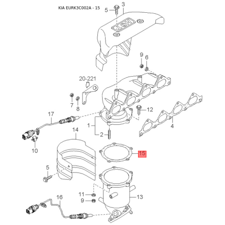 Форсунка (розпилювач) омивача вітрового скла 98630-38001 Mobis - 9863038001 - схема з каталогу 15, EURK3C002A 9863038001