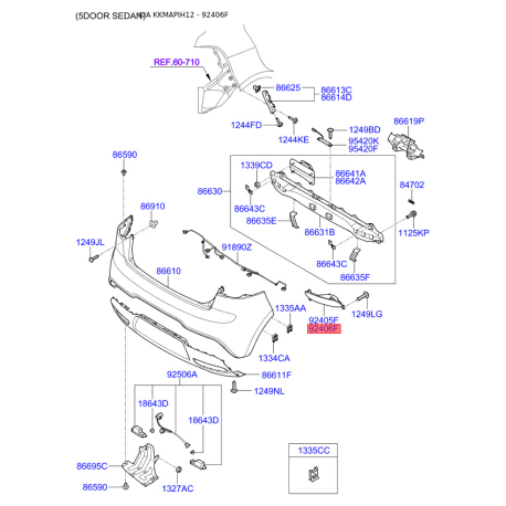 Фонарь задний правый 92406-1W000 Mobis - 924061W000 - схема с каталога 92406F, KKMAPIH12 924061W000