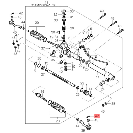 Трубка масла АКПП 45270-4A125 Mobis - 452704A125 - схема з каталогу 42, EURK3E002A 452704A125