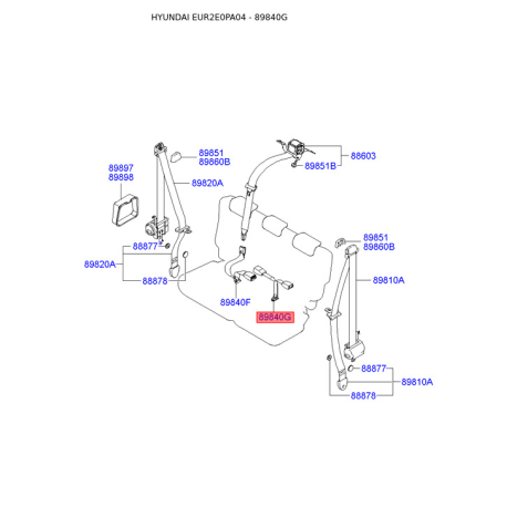 Кріплення і натяг ременя безпеки 89830-2E000LM Mobis - 898302E000LM - схема з каталогу 89840G, EUR2E0PA04 898302E000LM