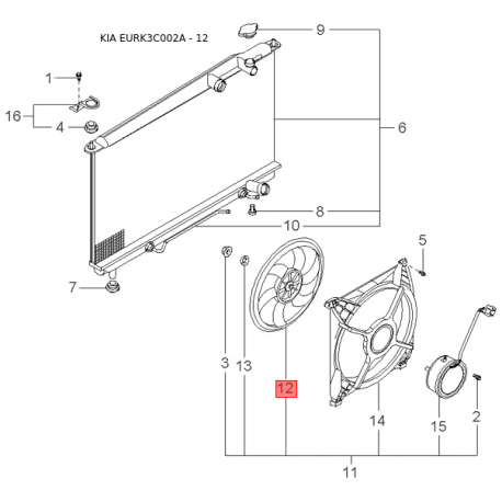 Обивка крышки левая 85237-38000GJ Mobis - 8523738000GJ - схема с каталога 12, EURK3C002A 8523738000GJ