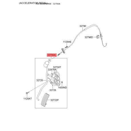 Педаль акселератора 32700-2K150 Mobis - 327002K150 - схема з каталогу 32700A, KKMAPAM08 327002K150