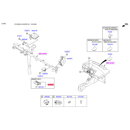 Брелок без ключа 95440-A5110 Mobis - 95440A5110 - схема з каталогу 95440K, HEURPJC16 95440A5110