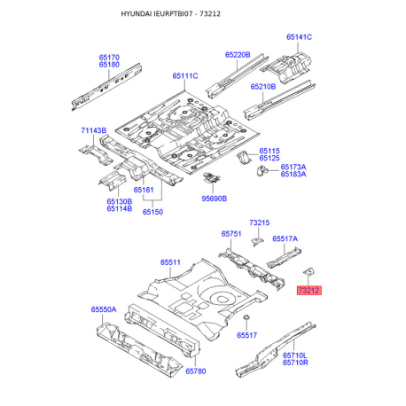 Кронштейн підлоги багажника лівий 65532-1C300 Mobis - 655321C300 - схема з каталогу 73212, IEURPTBI07 655321C300