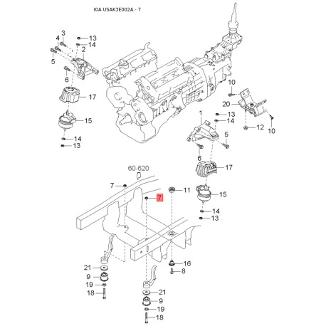 Картер (корпус) КПП 47310-H1000 Mobis - 47310H1000 - схема з каталогу 7, USAK3E002A 47310H1000