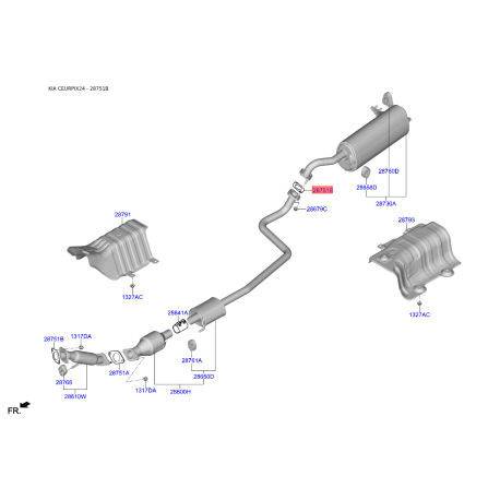 Прокладка труби вихлопного газу 28751-1R000 Mobis - 287511R000 - схема з каталогу 28751B, CEURPIX24 287511R000