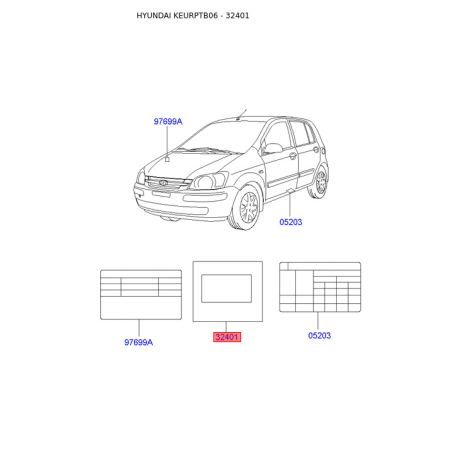 Таблиця інформаційна на кузов 32400-2A550 Mobis - 324002A550 - схема з каталогу 32401, KEURPTB06 324002A550
